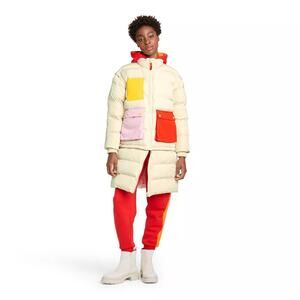 Lego x Target Cream Long Sleeve Colorblock Full Zip Long Quilted Puffer Jacket S